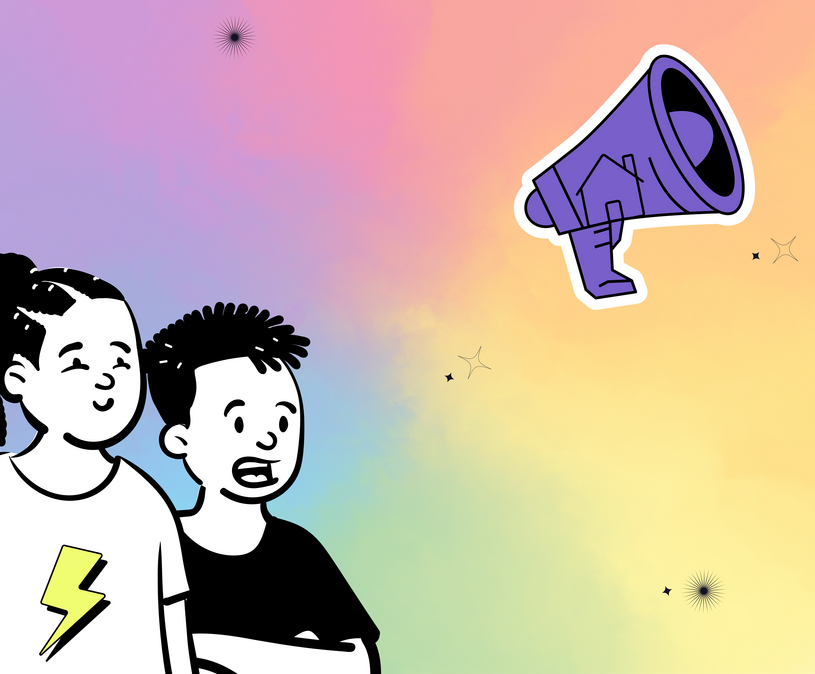 2 jongeren en een megafoon