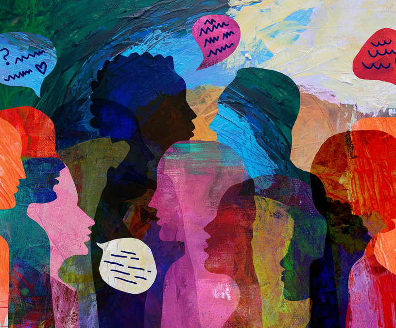 illustratie van mensen met elkaar in gesprek